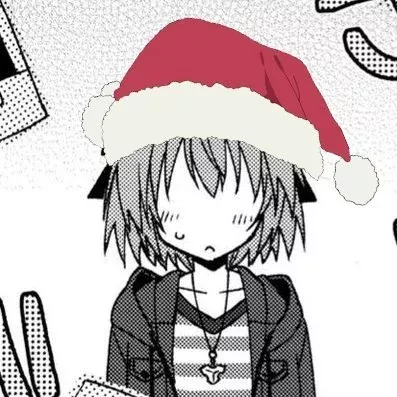 LF Mono Source: Astolfo (Fate Grand Order), Blushing, hidden eyes, no eyes, nervous sweating, sweat droplet, sfx, pendant, jacket, streetwear, spiky hair, santa hat posted by hhpog
