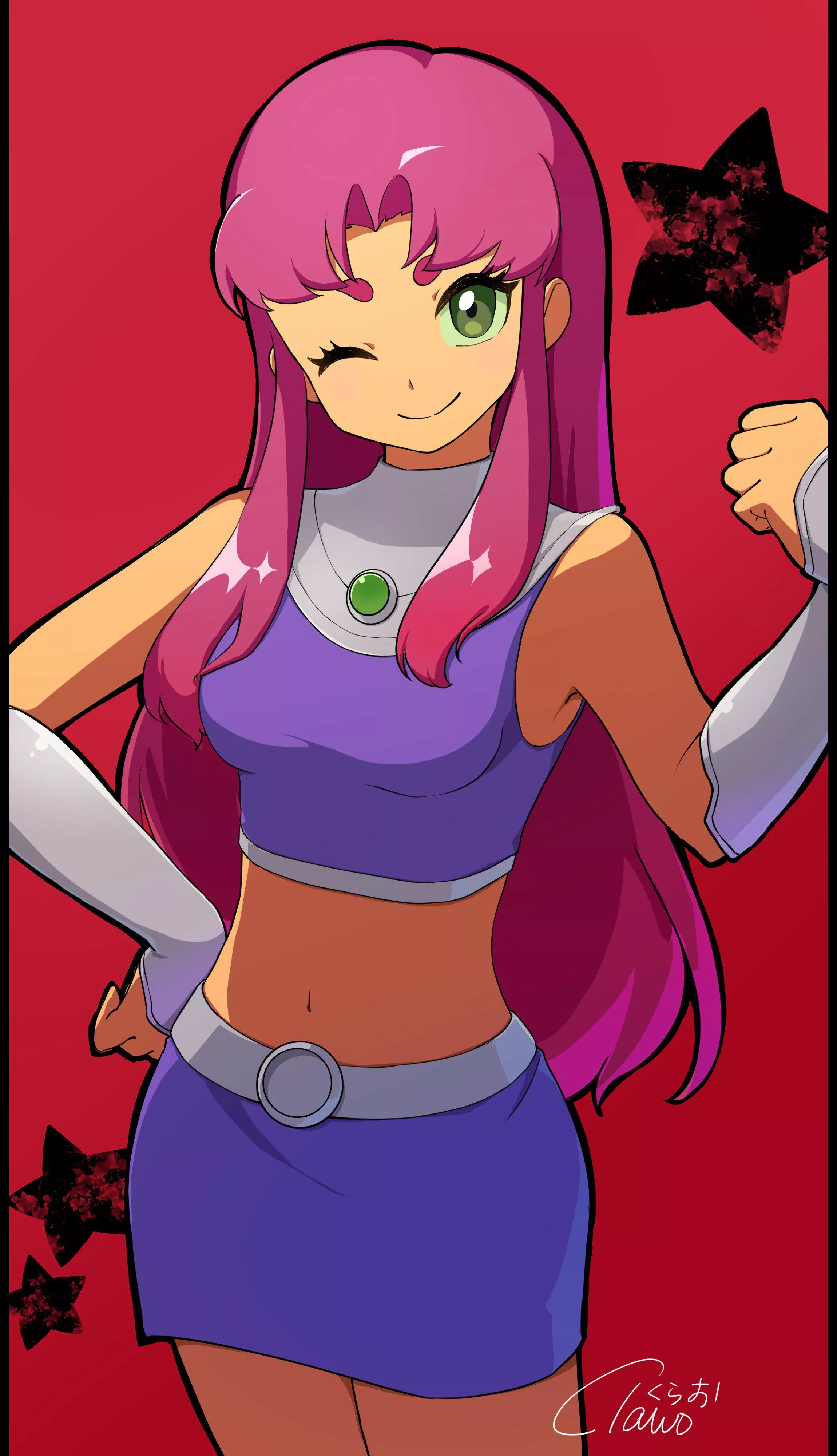 Starfire's adorable wink posted by LafterMastr