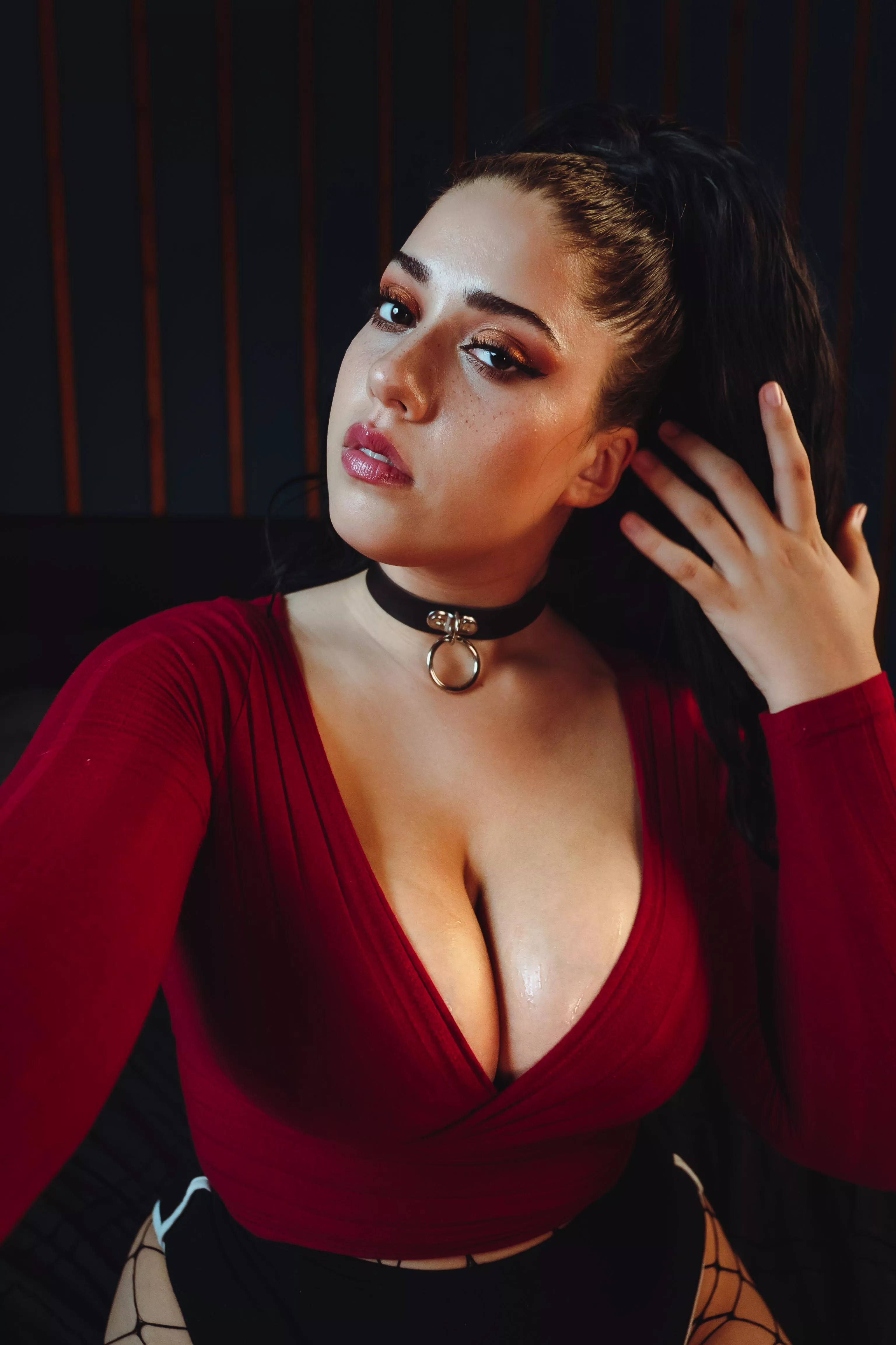 What triggers you most, the choker or my giant cleavage? posted by StyxHips