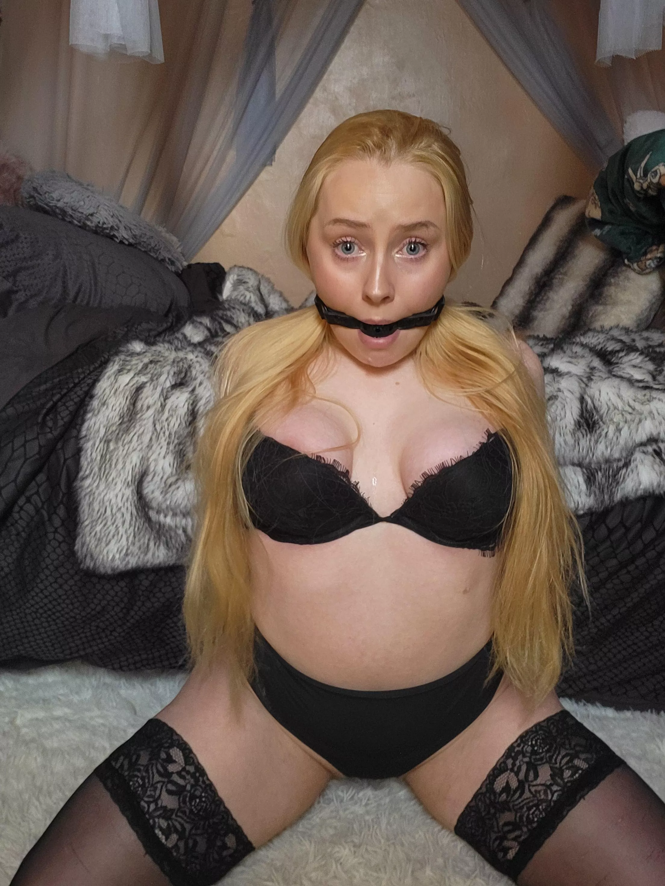 4'10 blonde gagged posted by EmilyAngelUK