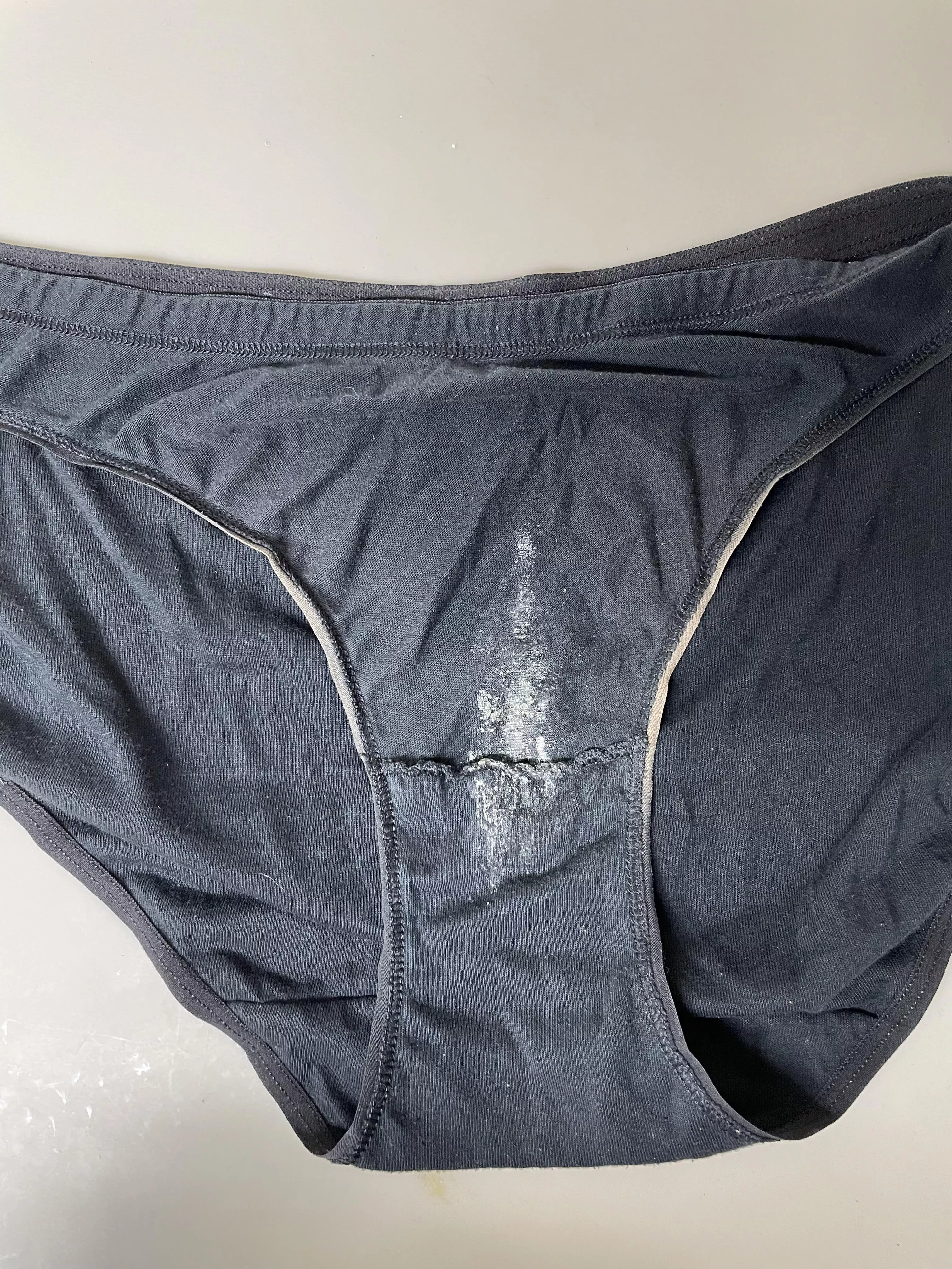 I love how stains look on black cotton panties posted by Open-Studio-9449