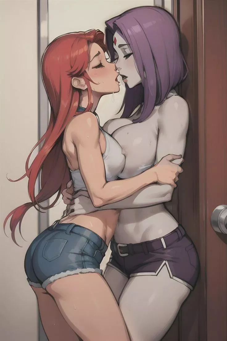 Raven and StarFire kissing (yuri) [TeamTitans] posted by diamond-girl124