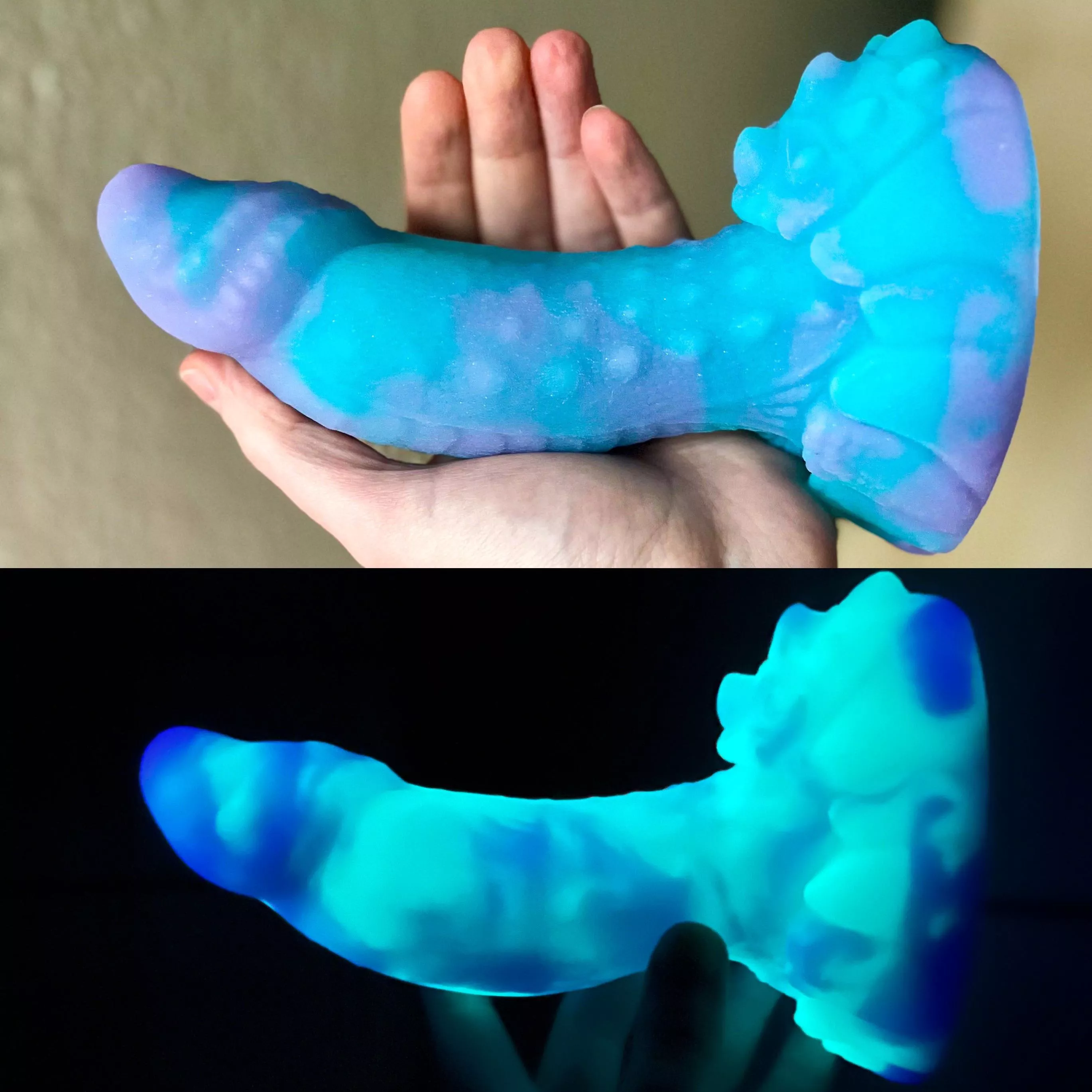 Small Crackers with custom glow-in-the dark marbling 💜🩵 posted by Gr8WhoreofBabylon