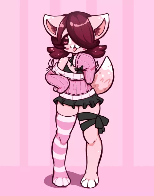 blep, i got a pink sweater~! what's your favorite color to wear? mine is pink obv 😋 by stern_gecko96