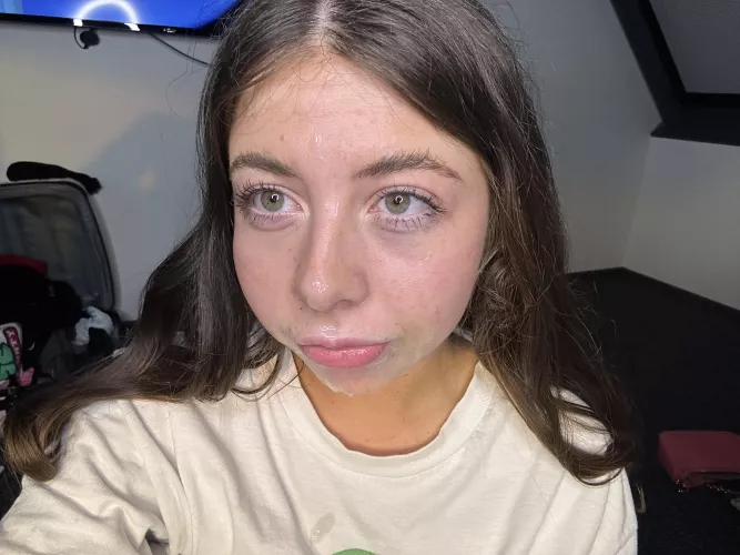 College teen taking facial cumshot by ConcertGlittering889