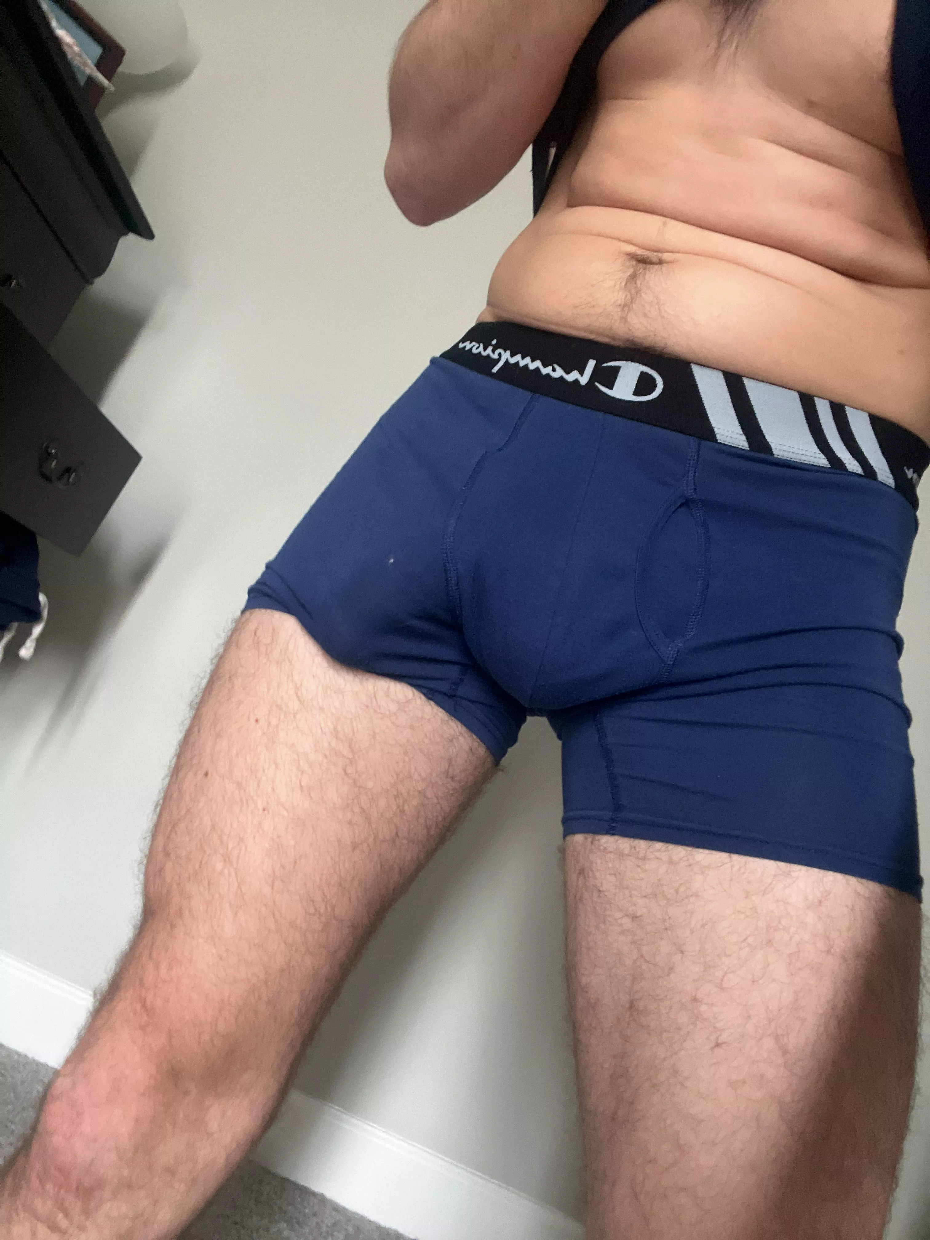 It always hangs down one pant leg or the other posted by bigheartbiggerdick17