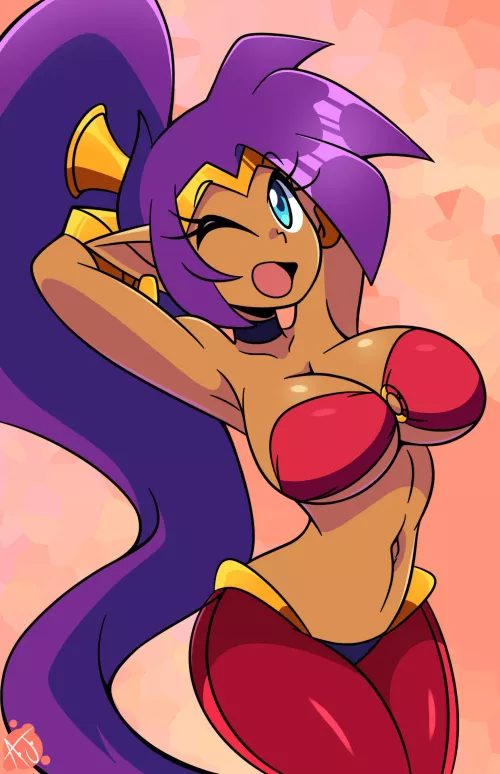 Should with her arms behind her back by LafterMastr