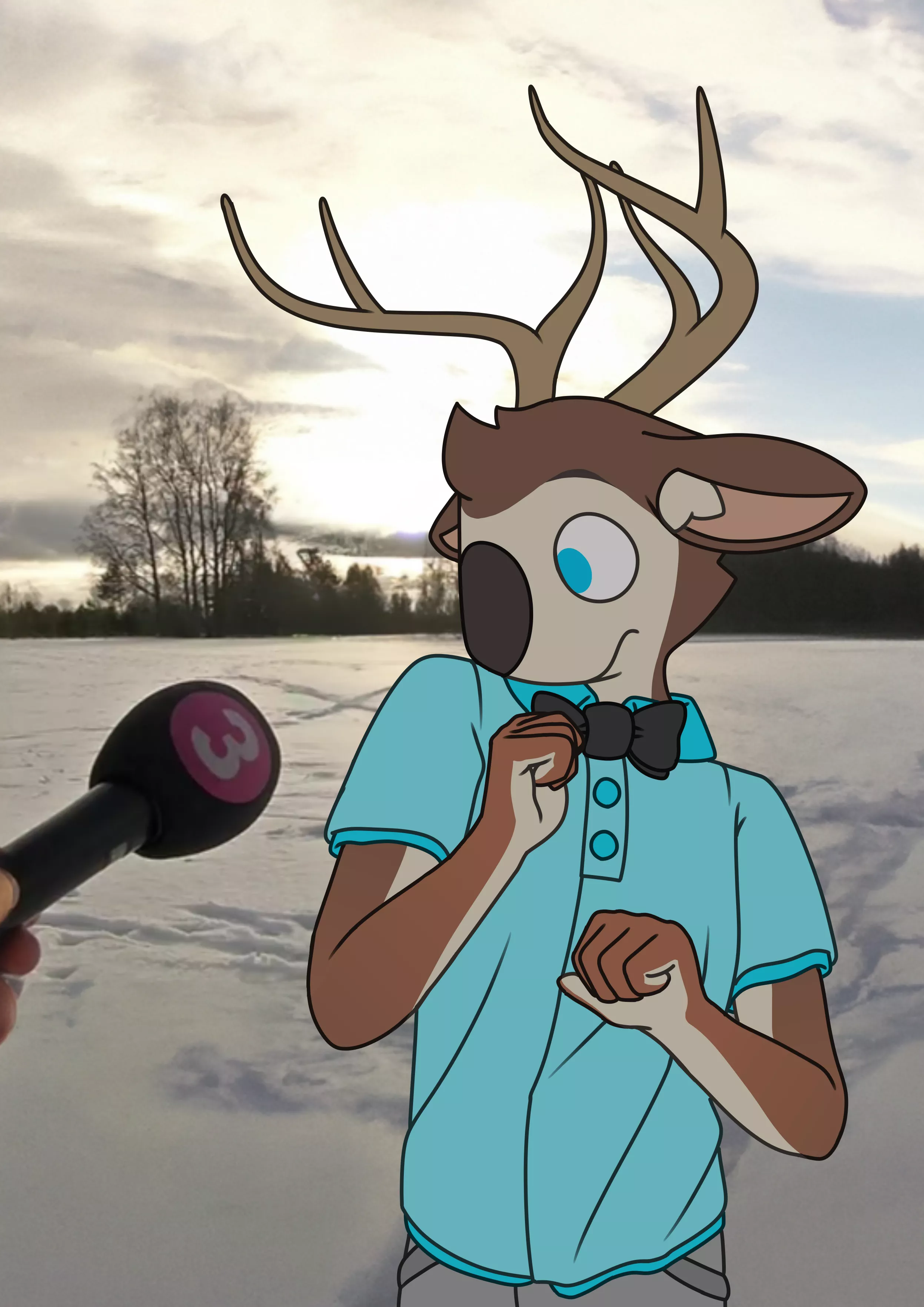 That one meme every deer character needs to be in (Art by me, BG from that one deer meme) posted by AjulTheThing