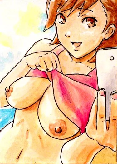 Yukari takes a selfie (bgaltered) posted by BloodsoakedDespair