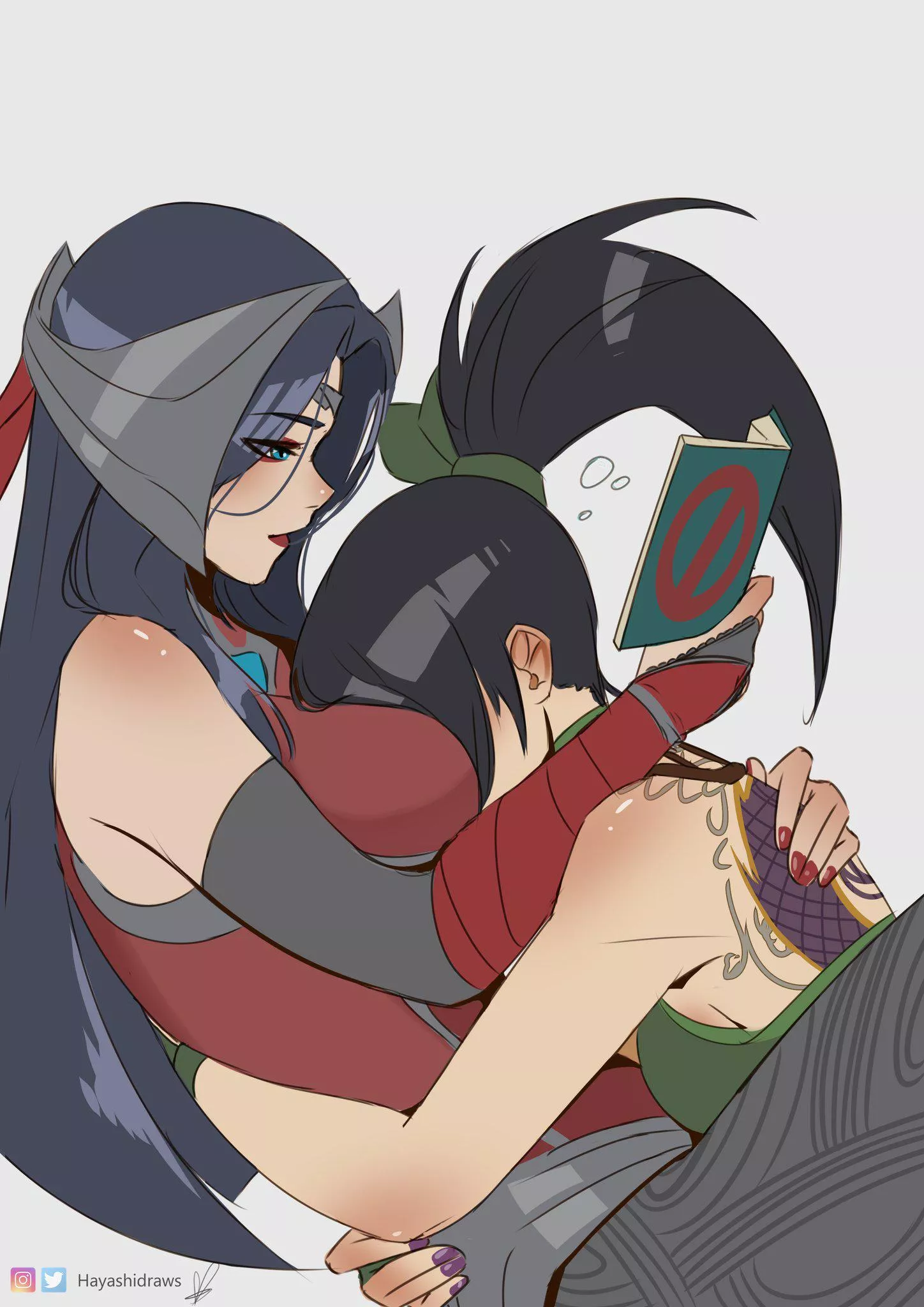 Akali on Irelia's breasts (HayashiDraws) posted by Allan_Breno