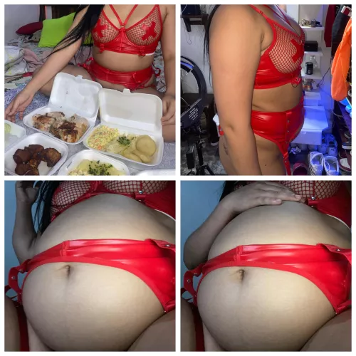 Good good friends 😊 a great big filling I love to eat a lot see this incredible before and after 😍🐷 who wants to make my belly bigger?  😍🐷 by stufferpig