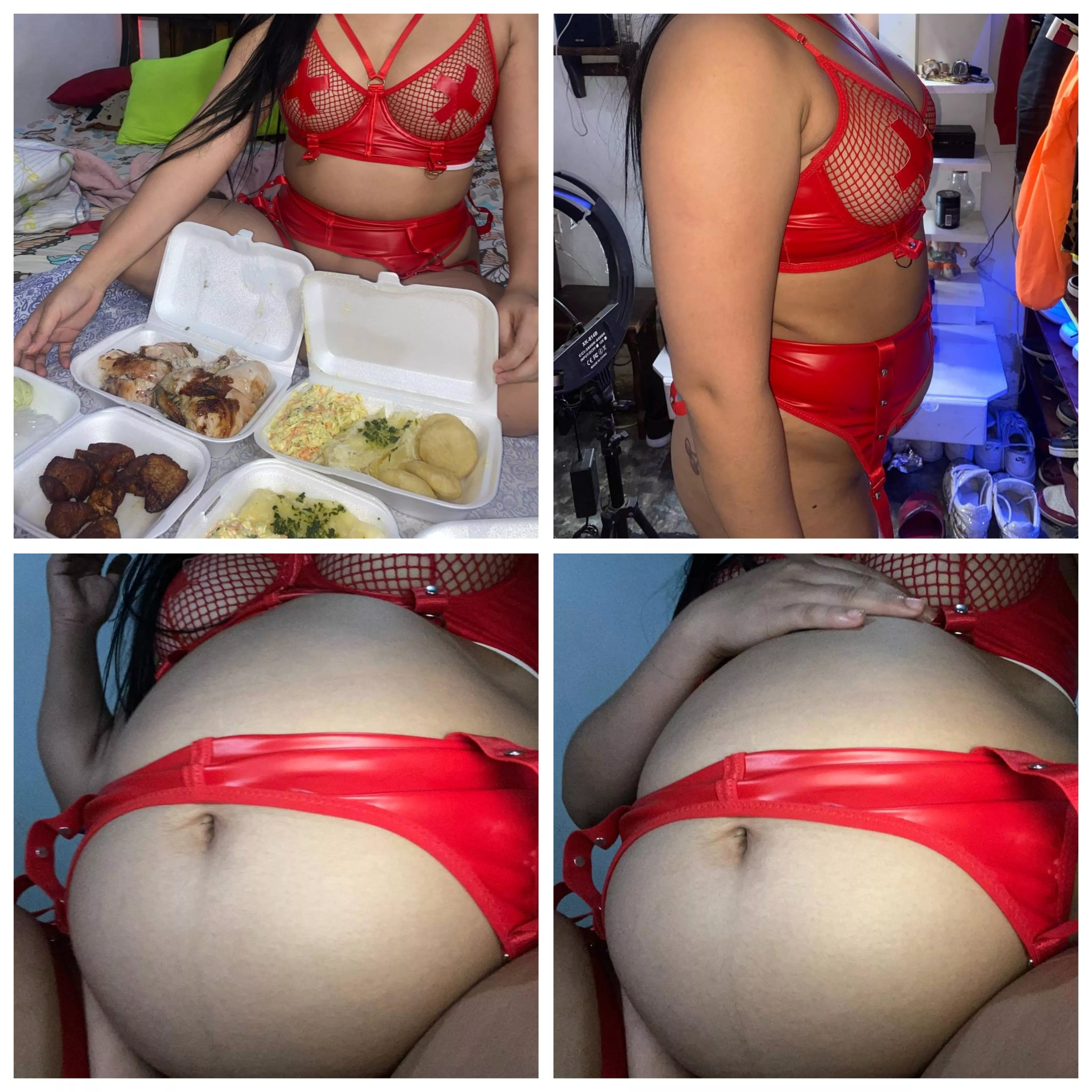 Good good friends 😊 a great big filling I love to eat a lot see this incredible before and after 😍🐷 who wants to make my belly bigger?  😍🐷 posted by stufferpig