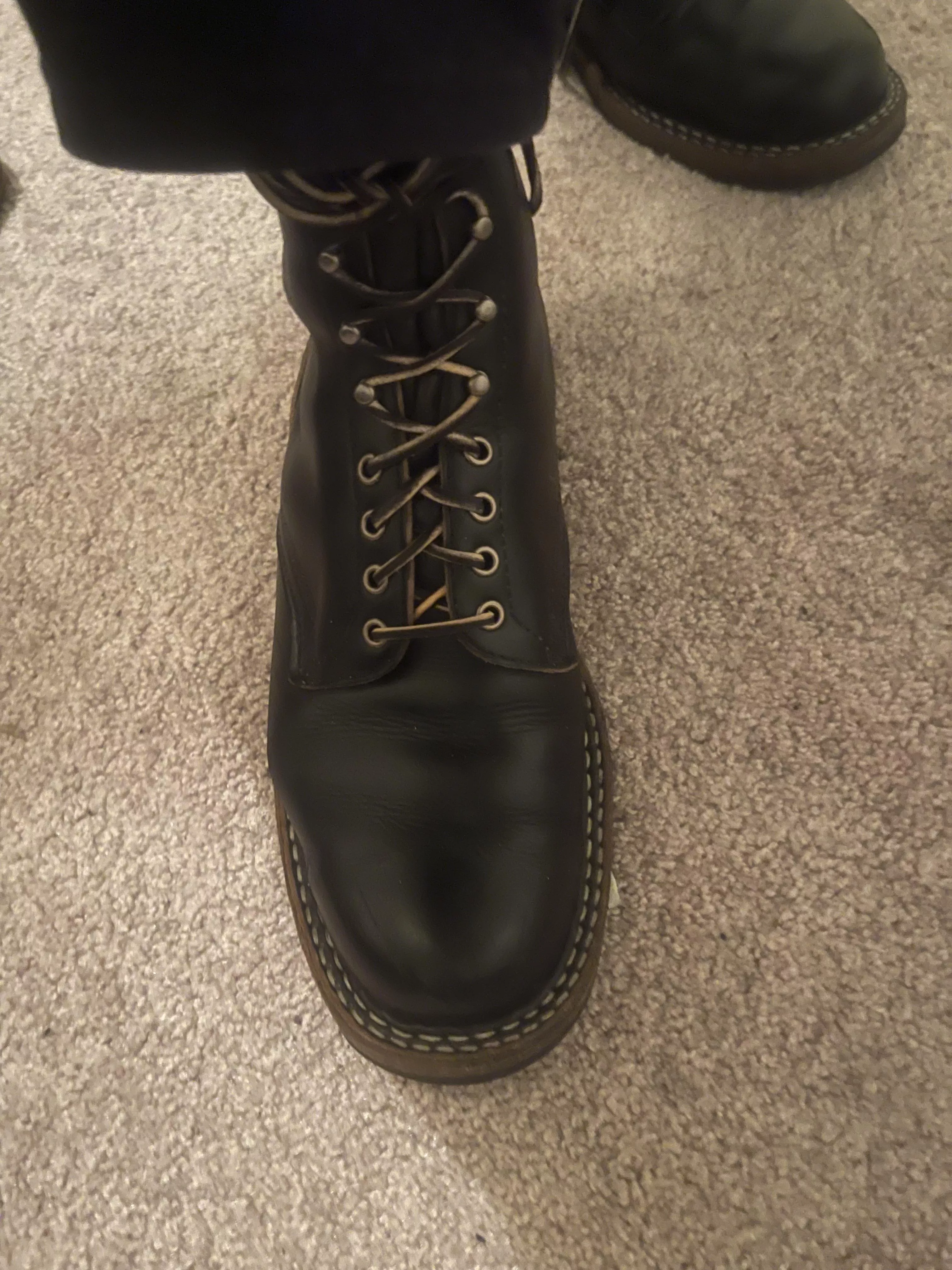 Got my first pair of whites. Is the spacing of the laces supposed to be this close? Or are they too big?  posted by playtheorganonwine