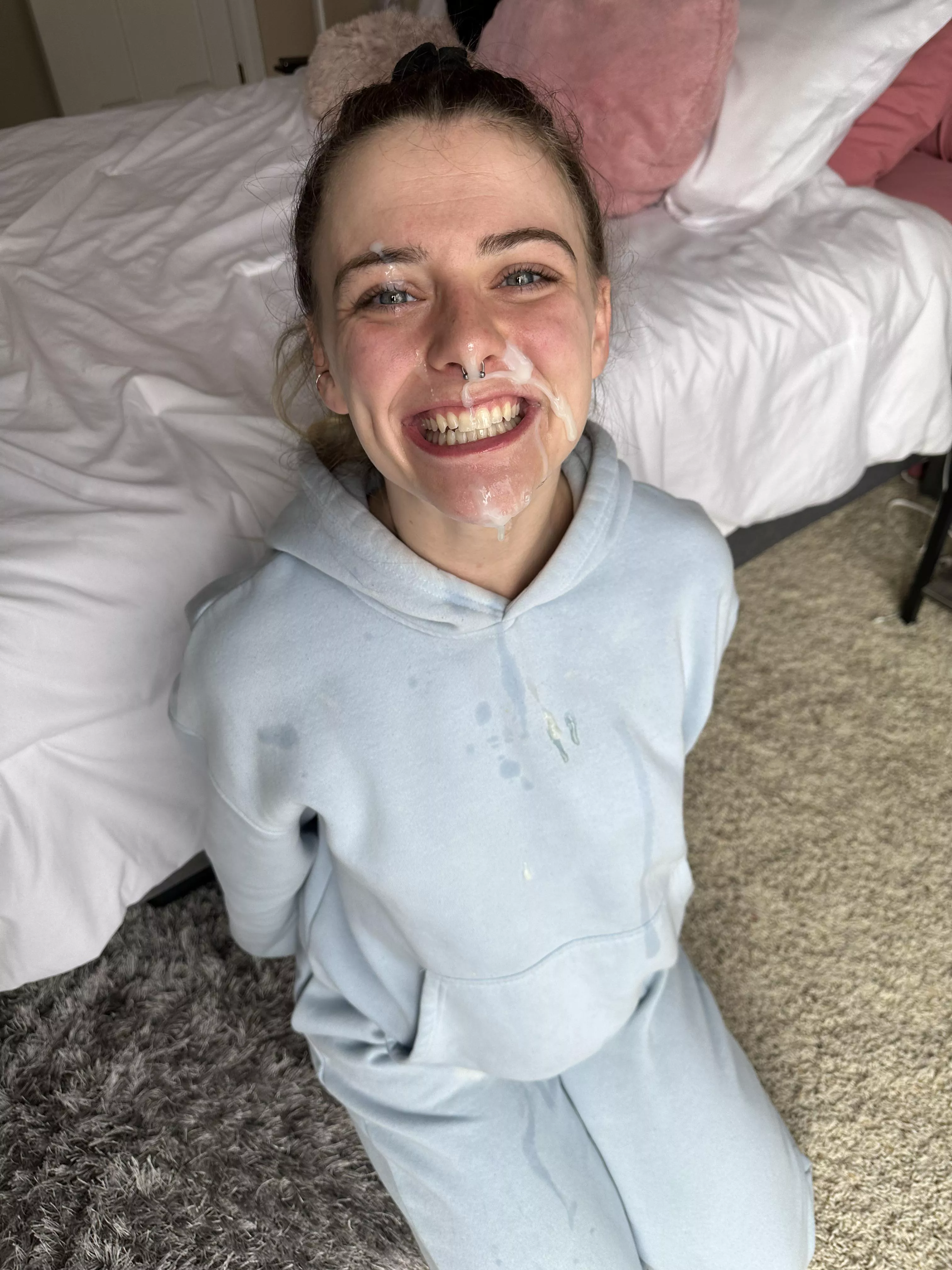Happiest when I’m covered in cum ;)  posted by Babykaittt