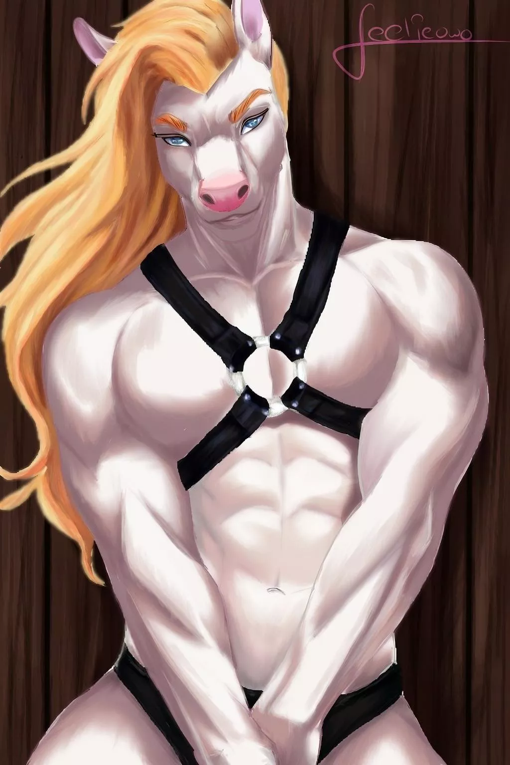 [Q] Muscular horse 🐴(art by me) posted by FeelieOwO