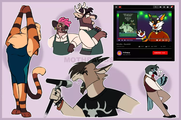 animals at work (art by me @mothpawbs) by Far-Polaris