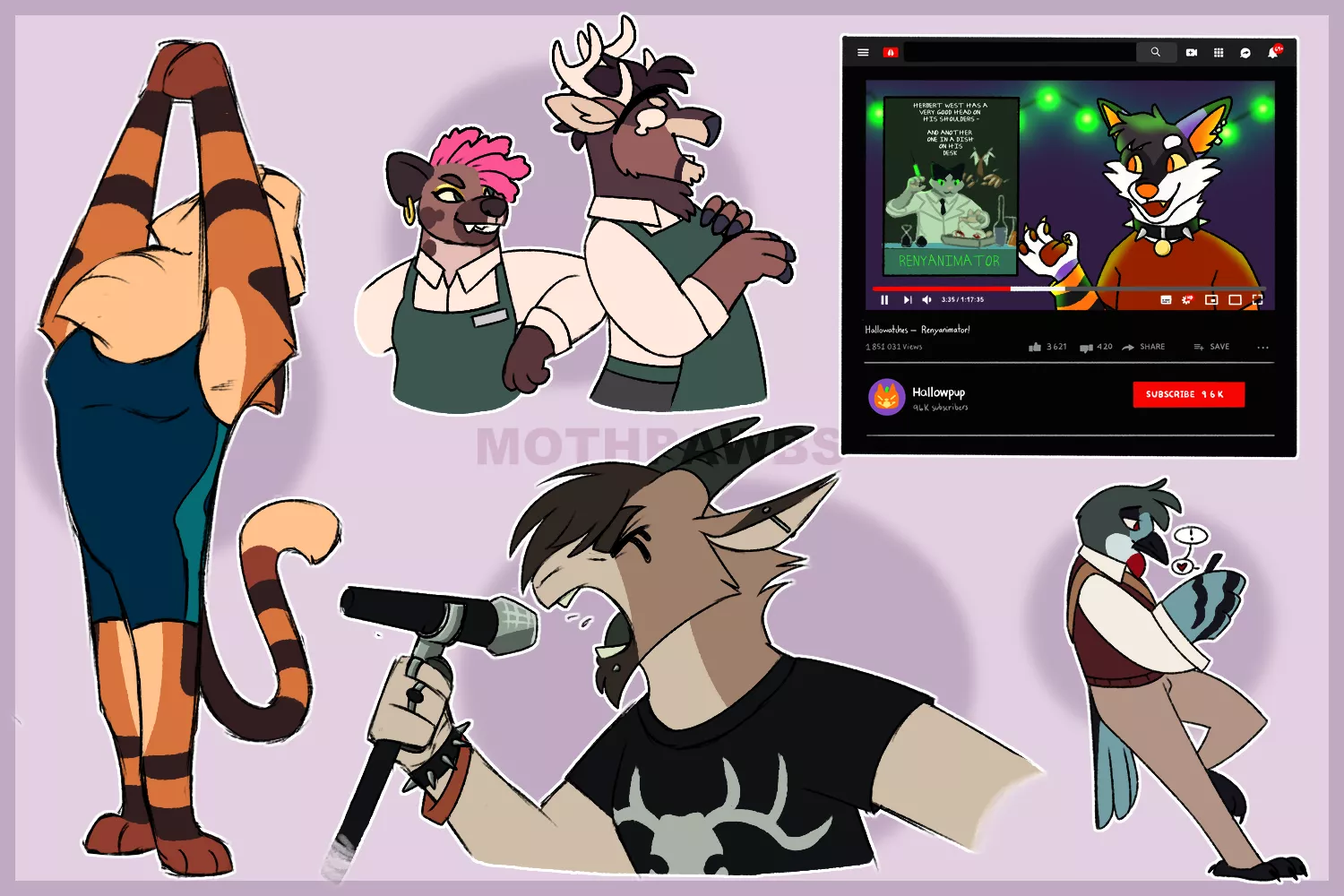 animals at work (art by me @mothpawbs) posted by Far-Polaris