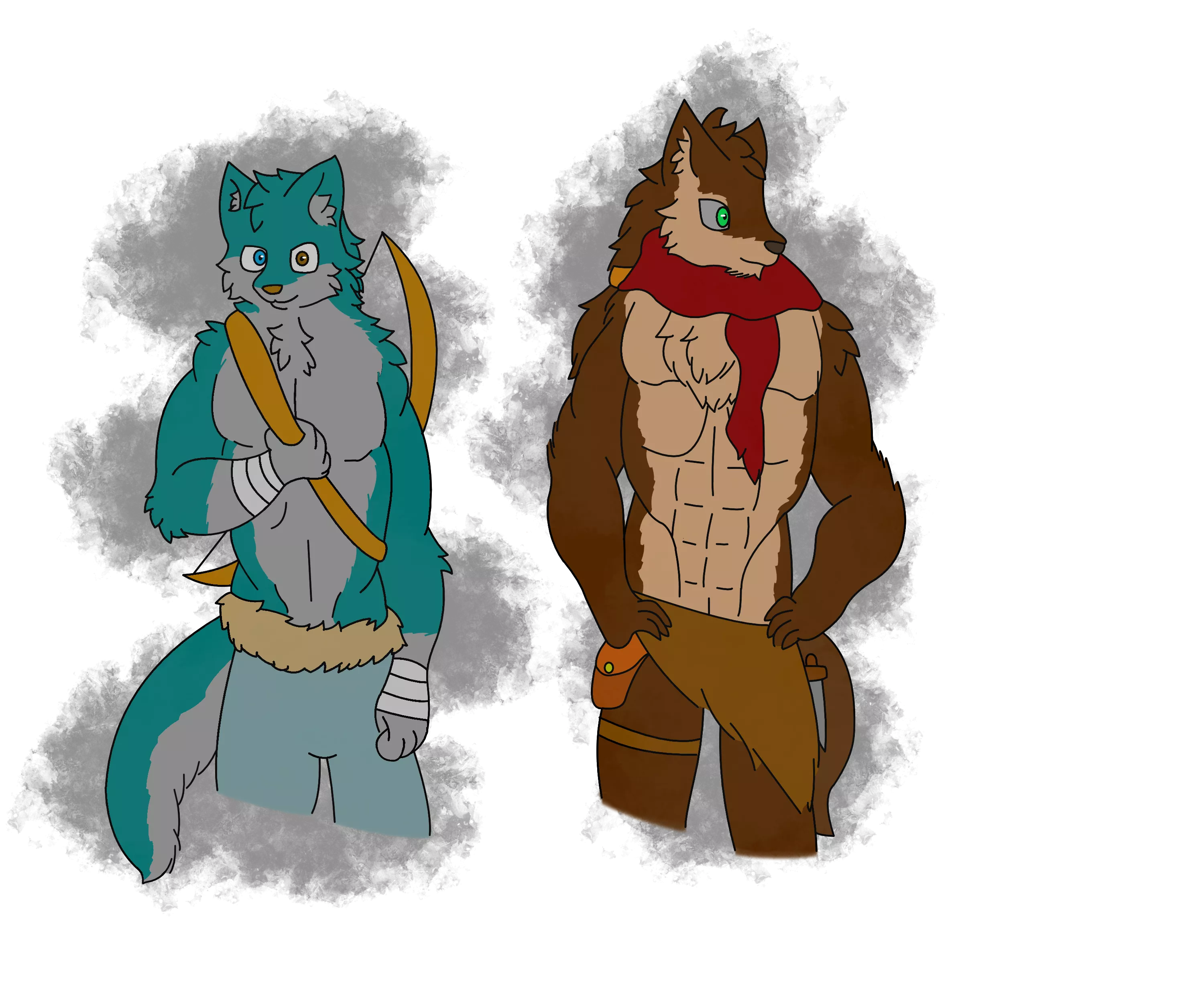 Been awhile so I decide to draw 2 ocs. Muscle is harder thrn i thought posted by CanineAtNight