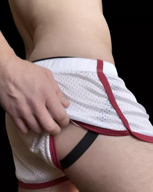 My jockstrap often peeks out of my shorts. I'm told that's one of the sluttiest things I do. Is that true? 😈 by jerseyjaxoff