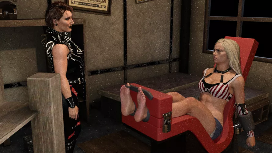 Parody, Liv Morgan in stocks, She will be tickled on her feet by Rhea Ripley mami by Bellybuttonplaym