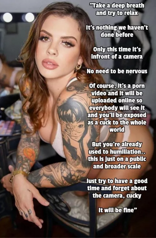 Your porn actress girlfriend giving you a pep talk before you shoot a cuckold porn video with her  by Captiondude1996