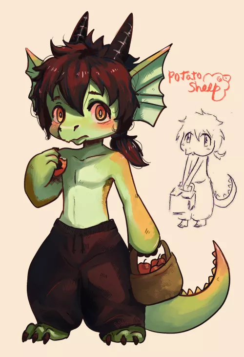 I found this old OC and decided to redraw him years later. Meet Nino, my baby dragon~🐉✨ [ART BY ME] by potatosheeps