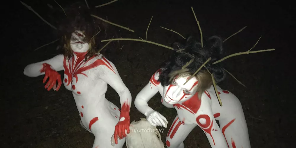 My bodypaint on MargoKuzina and DidiWarma inspired by Pathologic 2 by ArtofDecay