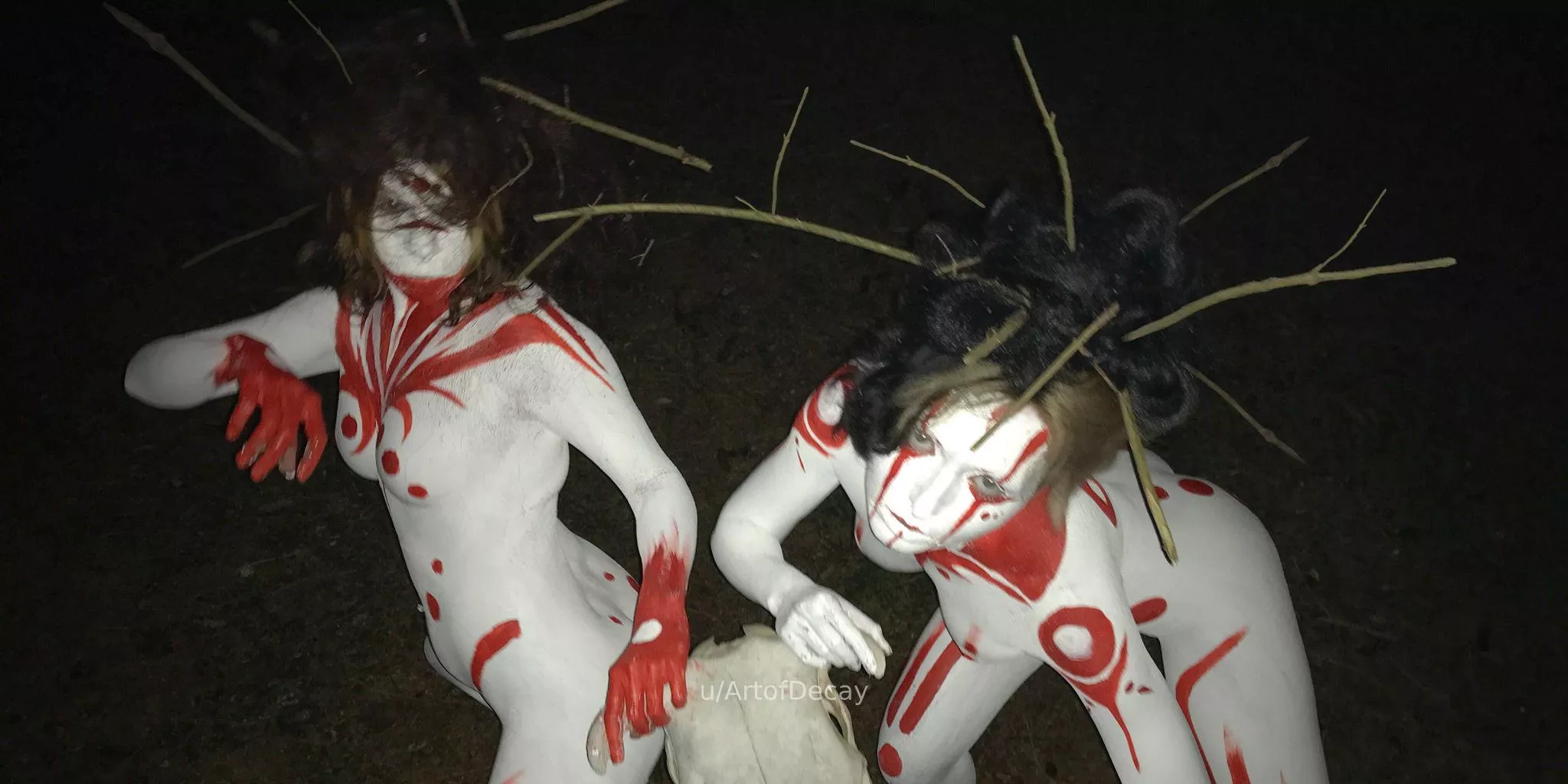 My bodypaint on MargoKuzina and DidiWarma inspired by Pathologic 2 posted by ArtofDecay