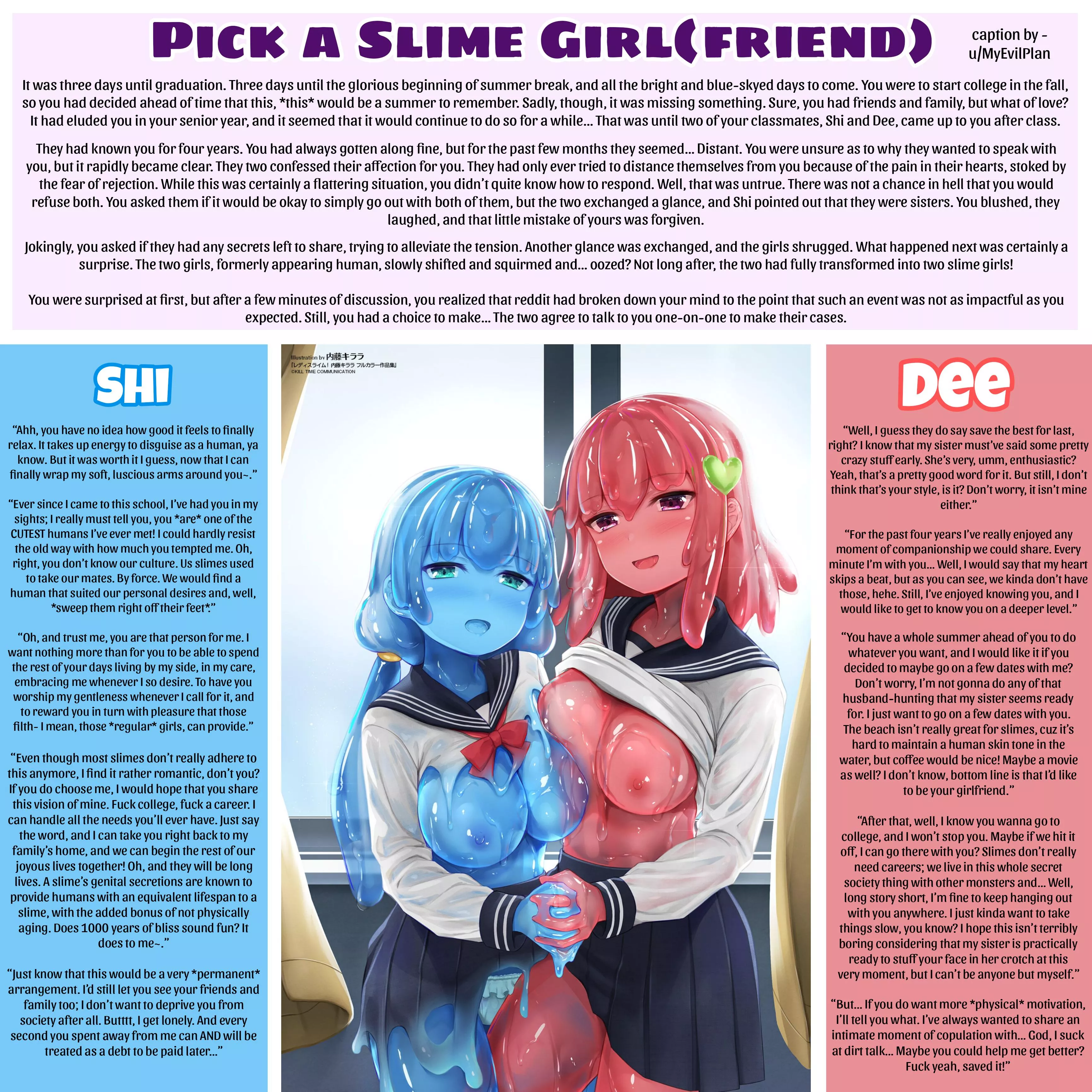 Pick a Slime Girl(friend)... [Choose/Pick an Option][Femdom][Loving][Monster Girl] posted by MyEvilPlan