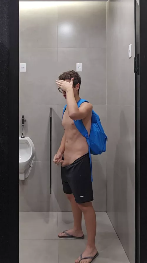 Showing my dick at the subway bathroom [18]  by LukeCinnabun