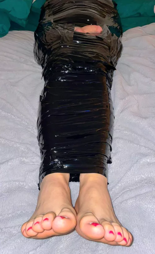 My perfect owner wrapped me all up tight 🥰😍. You walk in on a taped-up piggy like this. What are you doing next? 🐷🩵  by R_E_S_M