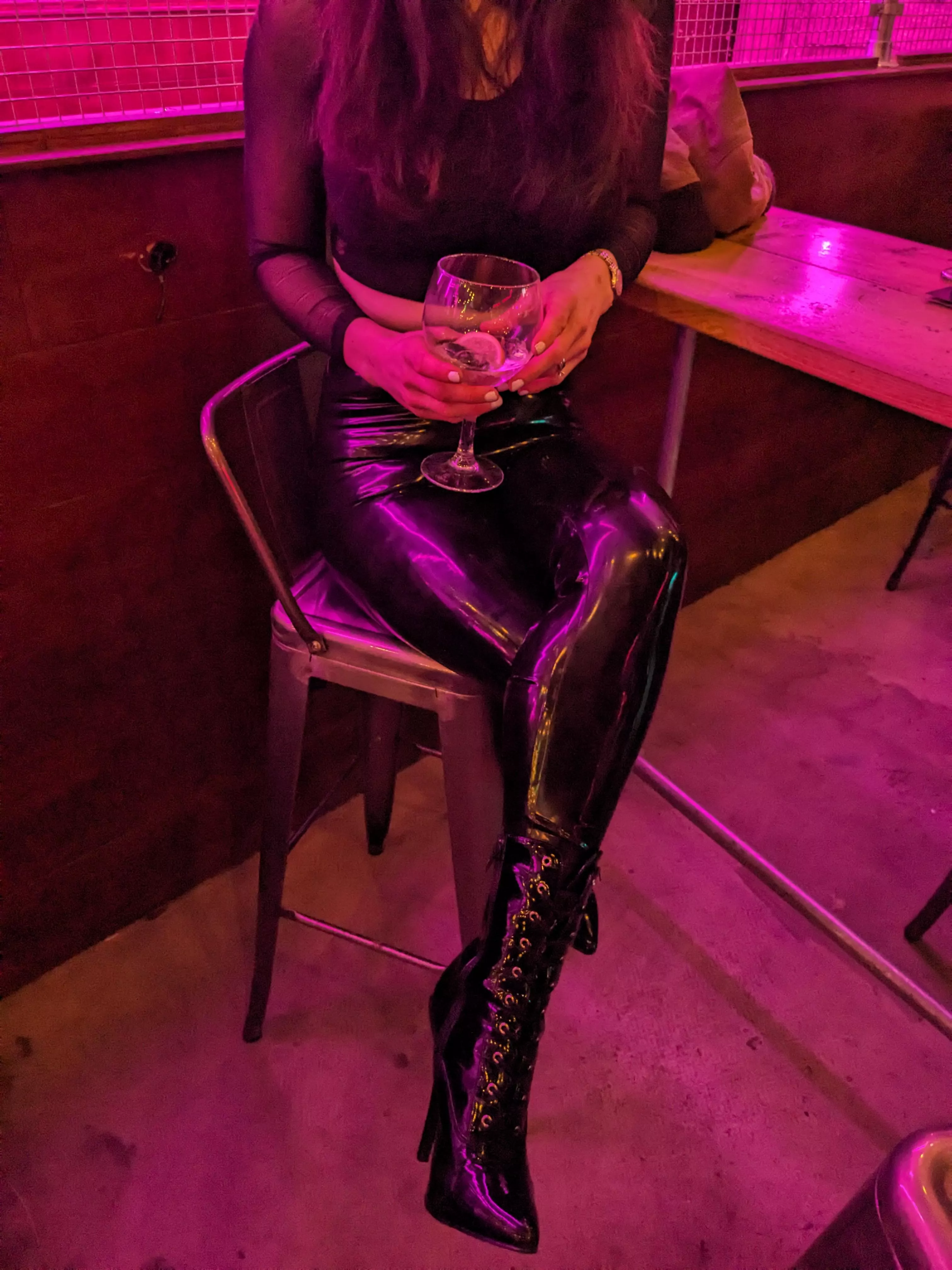 Shiny boots and a crop top to complete the look posted by MissBustee