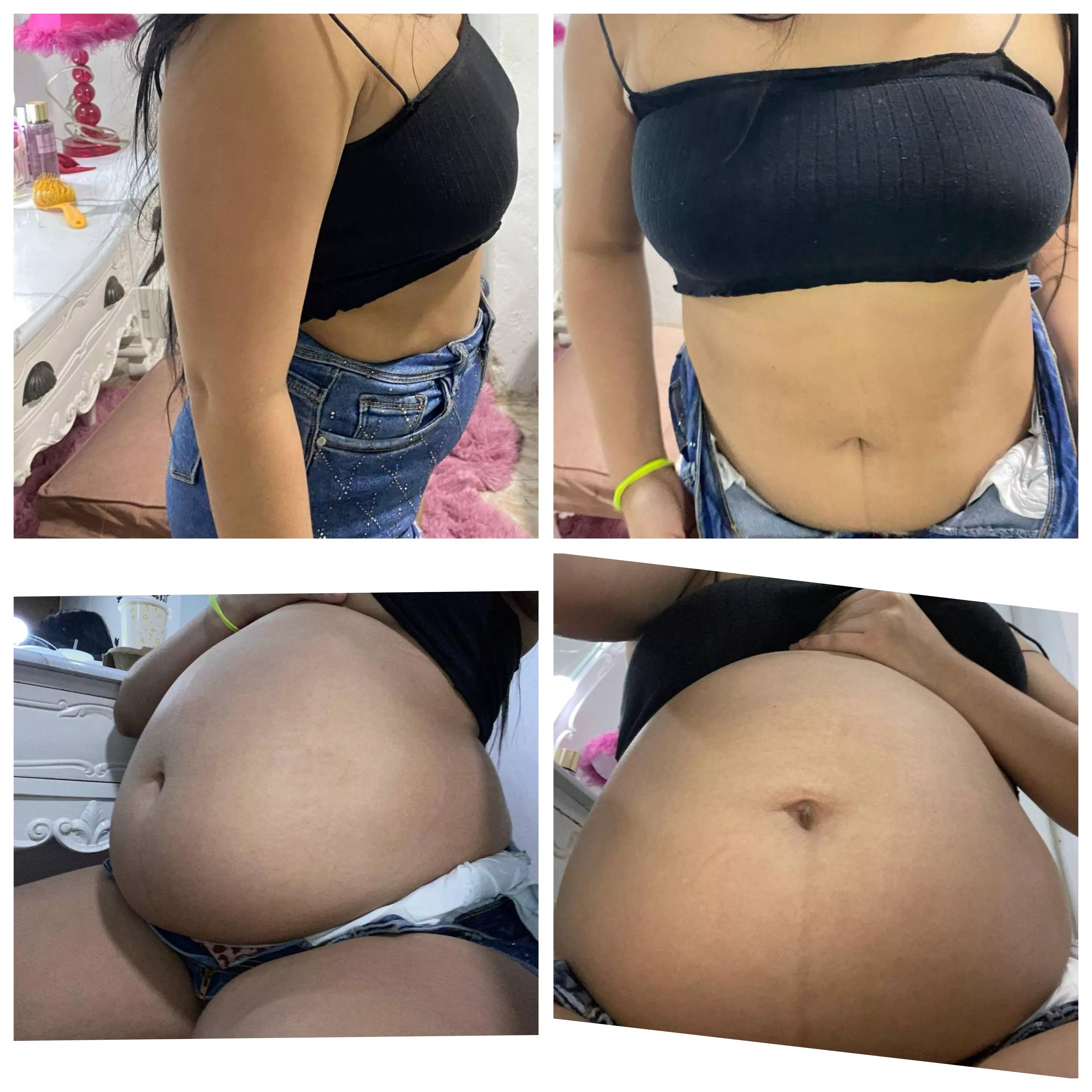 Incredible my change before and after a big filling every day committed makes me bigger and bigger who wants to feed ah is that beautiful sow?  😊😍 posted by stufferpig