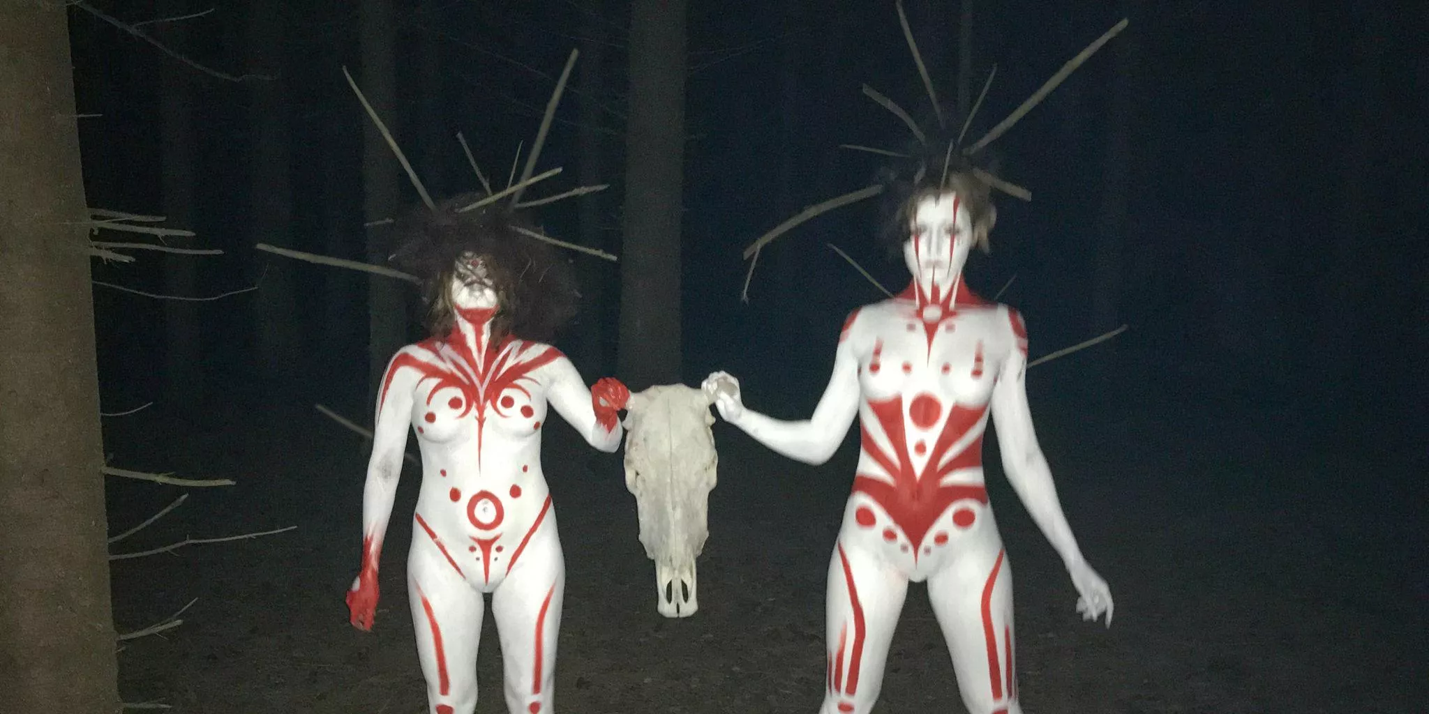 My bodypaint on MargoKuzina and DidiWarma inspired by Pathologic 2 posted by ArtofDecay