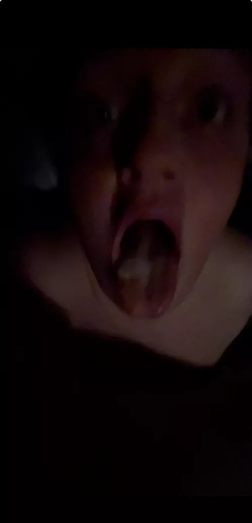 Not the best photo but my mouth filled with hot cum after sucking cock- went straight down my whore throat by bobbyanthony1911