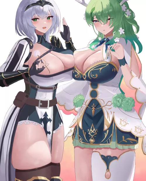 fauna and noel oppai (@KFSocks) [Hololive] by BodyshotBoy