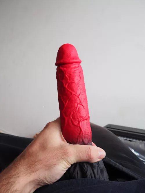 Me, with a big red dildo, dildo close up by Mysterious-Man1