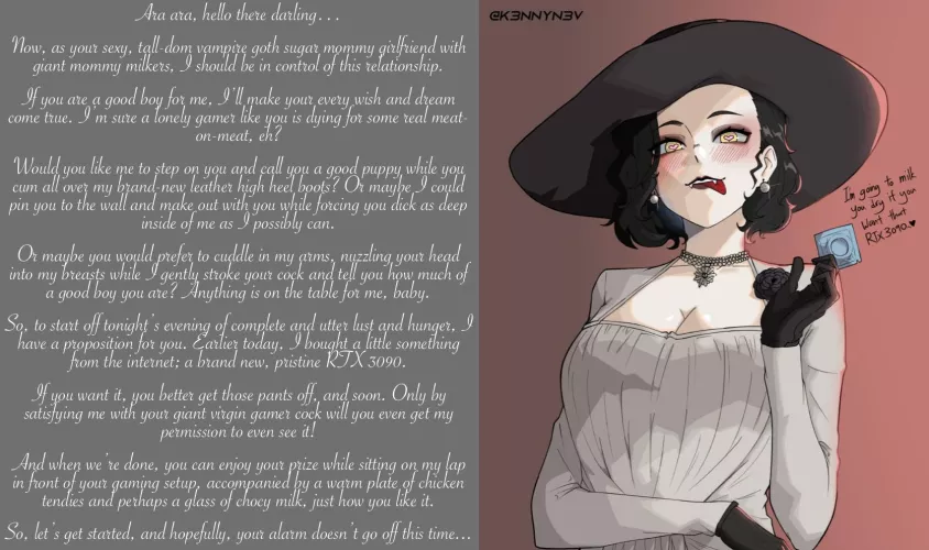 The gamer’s dream [Lady D] [sugar mommy goth dom GF supreme] [imminent sex] [don’t wake up yet, you haven’t seen the best part!] by Sir-M-Oxlong