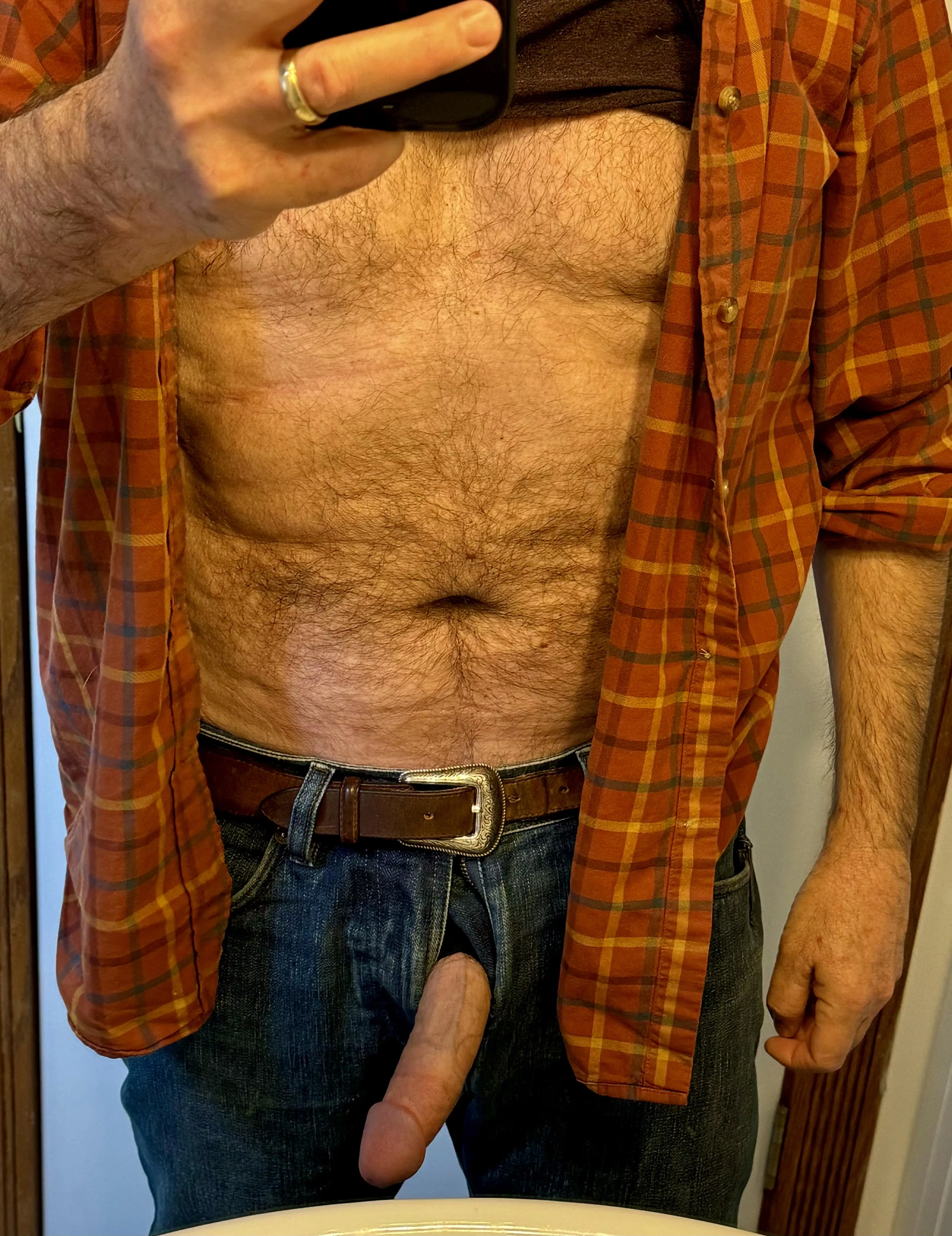 [60] Received a request for wanking with jeans, a checked shirt and tighty whities (irrelevant with this shot) posted by funwhenwifesasleep