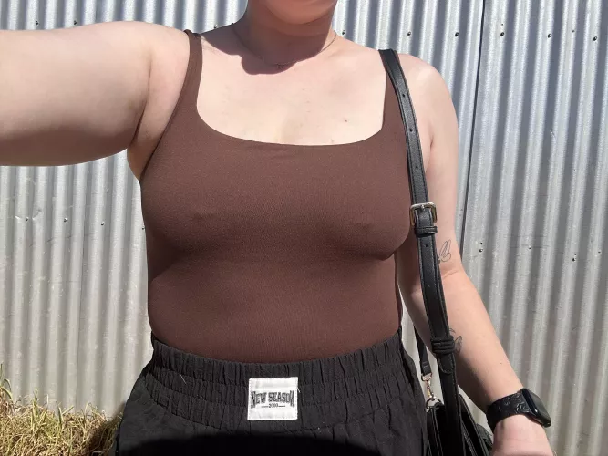 I went out without a bra on to show off my nipple bars hehe by spicyrachh