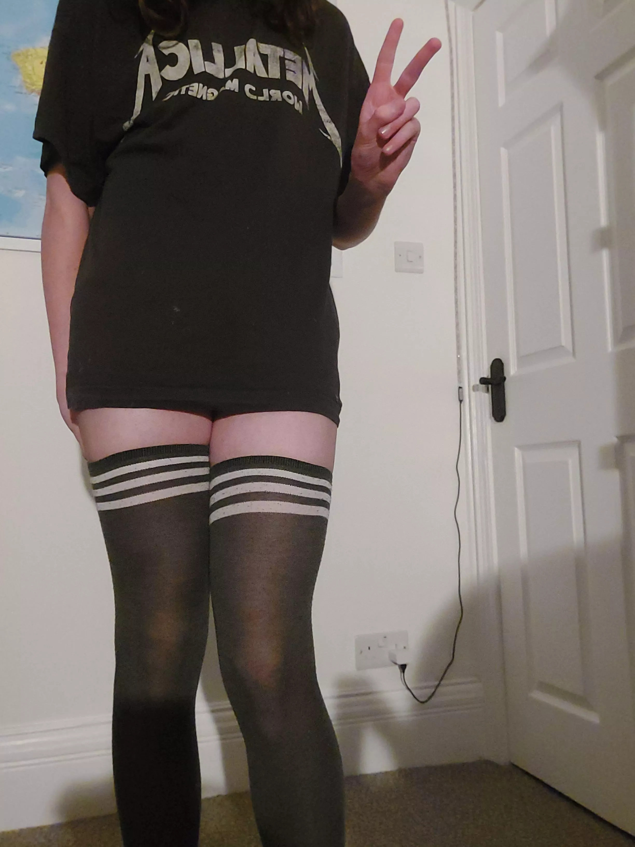 Oversized shirt + thighhighs = perfect :3 posted by oldpistoltree3103