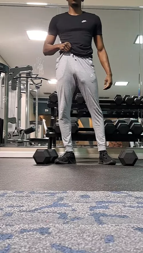 Causing a dickstraction in the gym by NandingoXXX