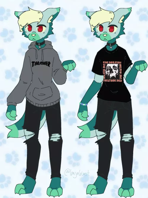 i drew my sona in the outfits i wear often! /art by me :3 by 6aja_6last
