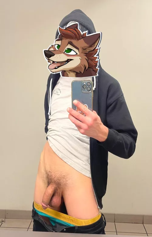 In the work bathroom :3 by NekkidDog