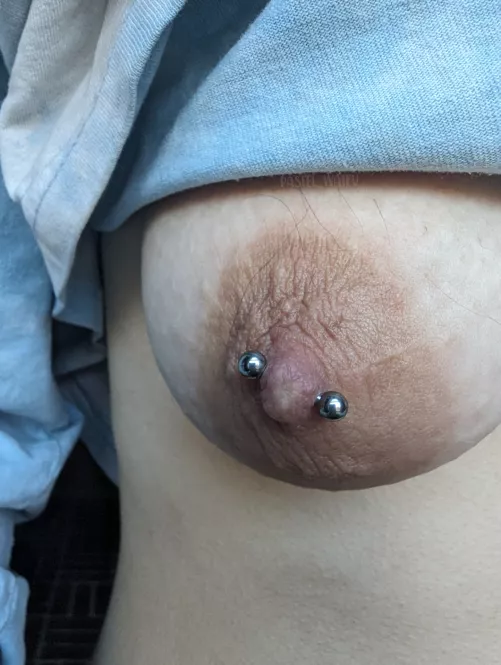 pierced nipple and some hair by pastel_waifu