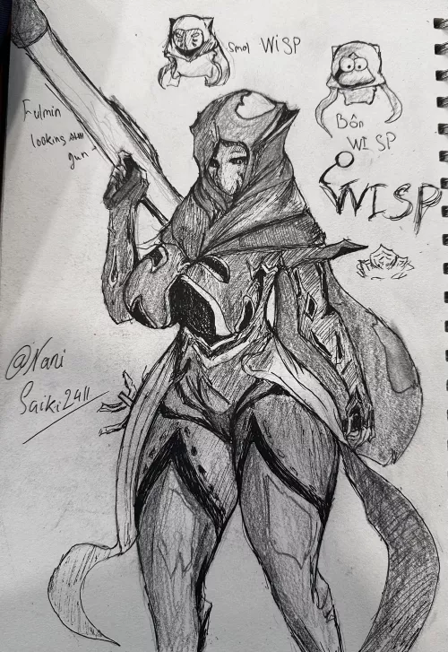 A traditional Wisp drawing(Art by me,not too revealing) by Saikinani2
