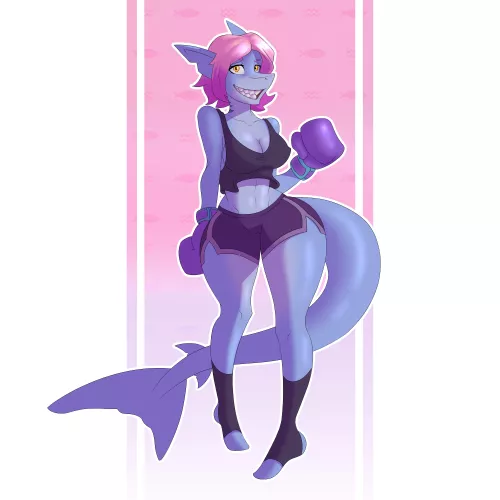 Boxer shark girl (Art by me) by MBordallo