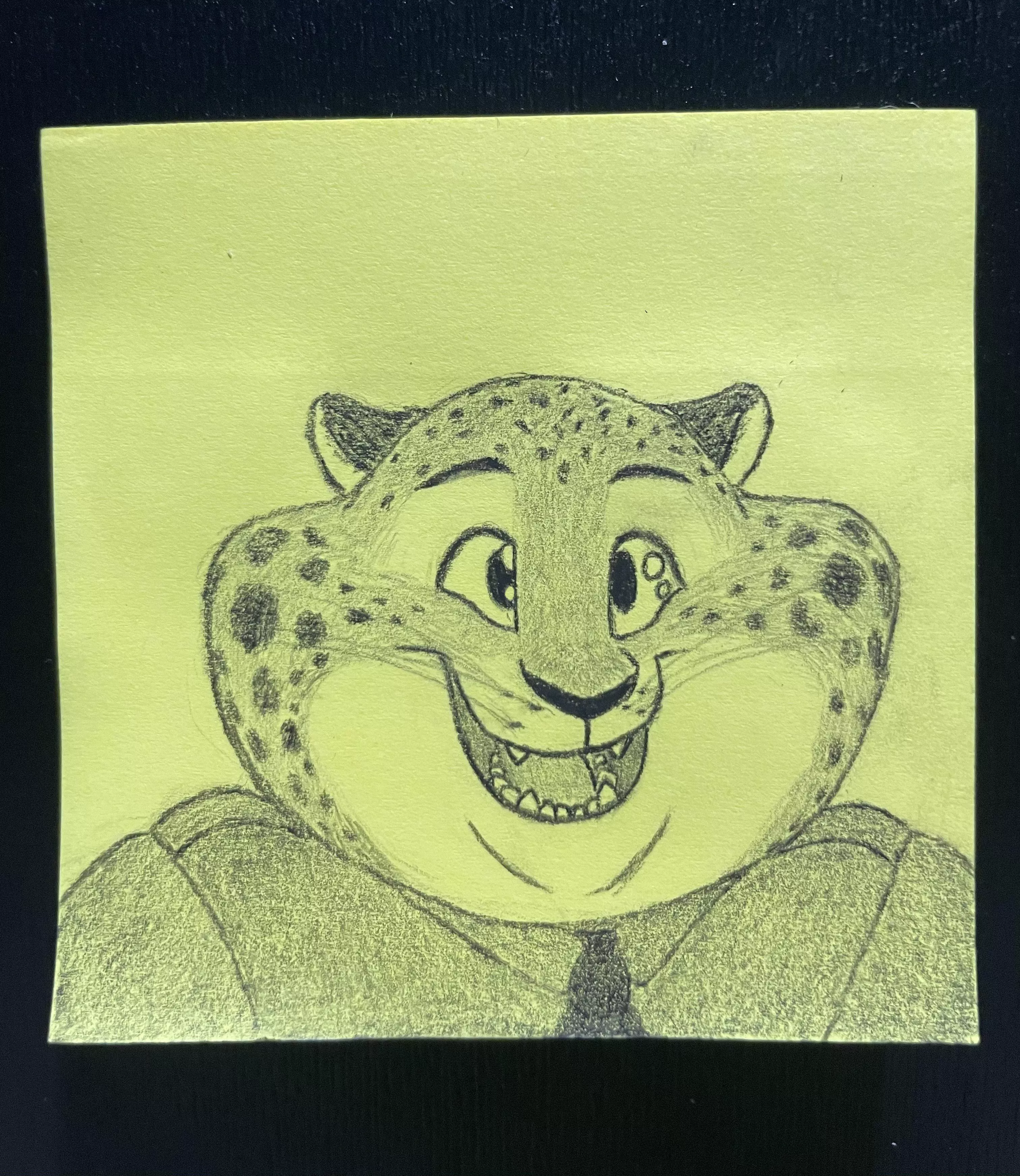 Here's Clawhauser on a post-it c; posted by DrawingIsHardOkay