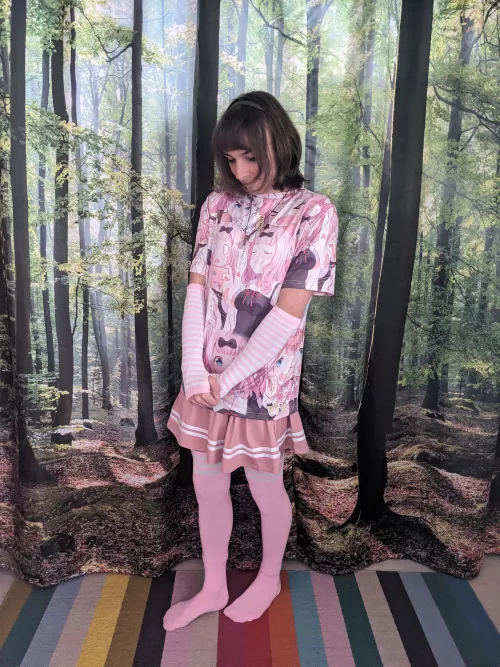 me acting shy in pink and white :3 by Donut_Creamfilled