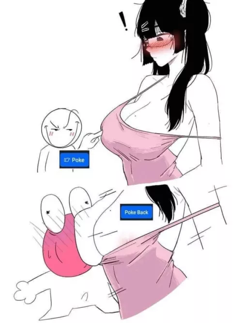Mono, Meme, Blushing, Black Hair, Big Boobs, Choking, Facebook Poke by TheKillerNever